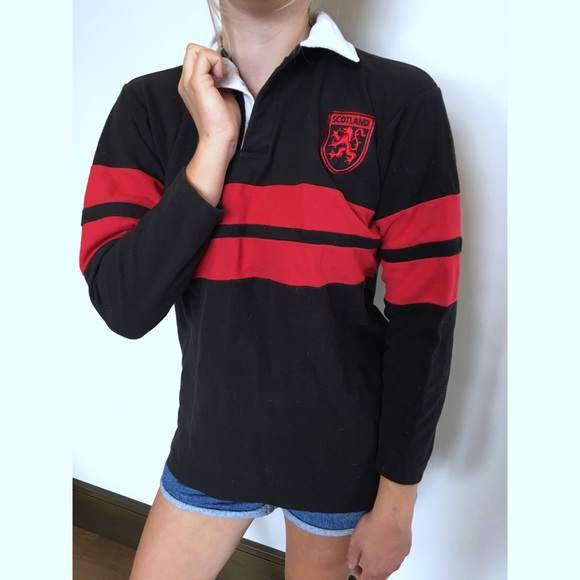 Black/Red Long Sleeve Scotland Polo - Men's S - Picture 3 of 7